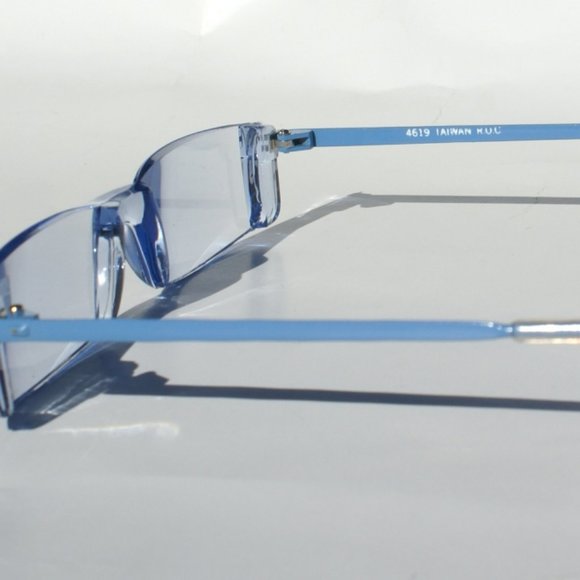 (NWT) Vintage 90's Rectangle Rimless Half Frame Reading Sunglasses +1.75 (Blue) - Picture 2 of 4
